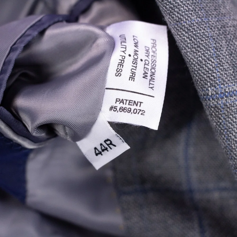 Hart Shaffner Marx Mens 44R Gray Check Windowpane‎ Sport Coat Blazer Jacket USA